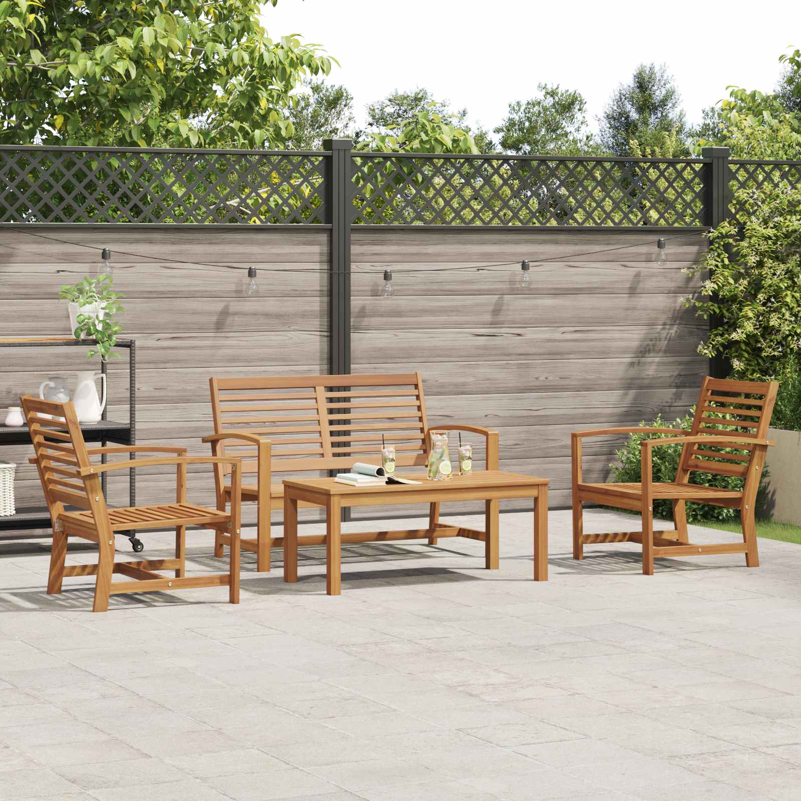 Garden Sofa Set 4 Pcs Solid Teak Wood