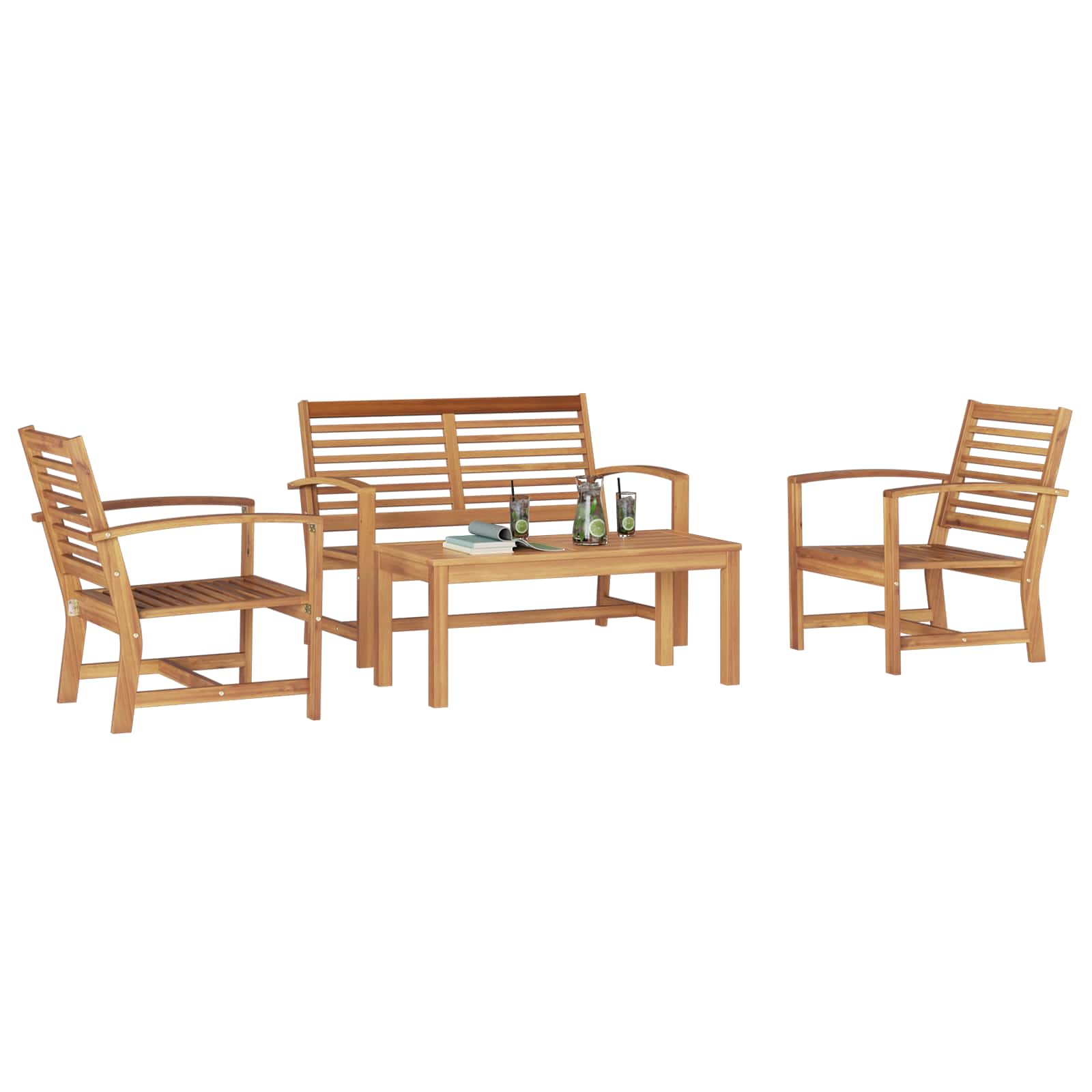 Garden Sofa Set 4 Pcs Solid Teak Wood