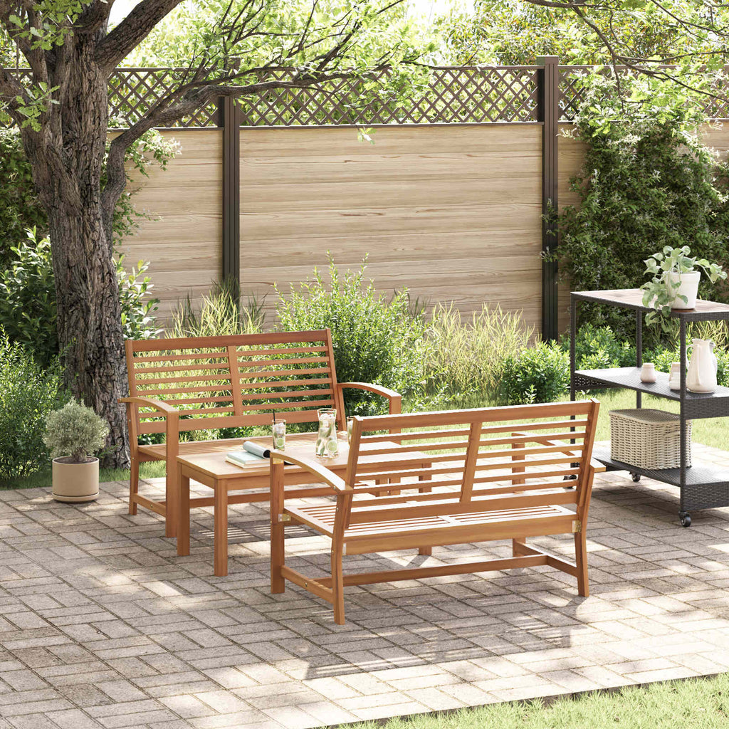 Garden Sofa Set 3 Pcs Solid Teak Wood