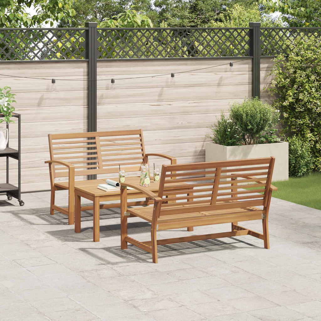 Garden Sofa Set 3 Pcs Solid Teak Wood