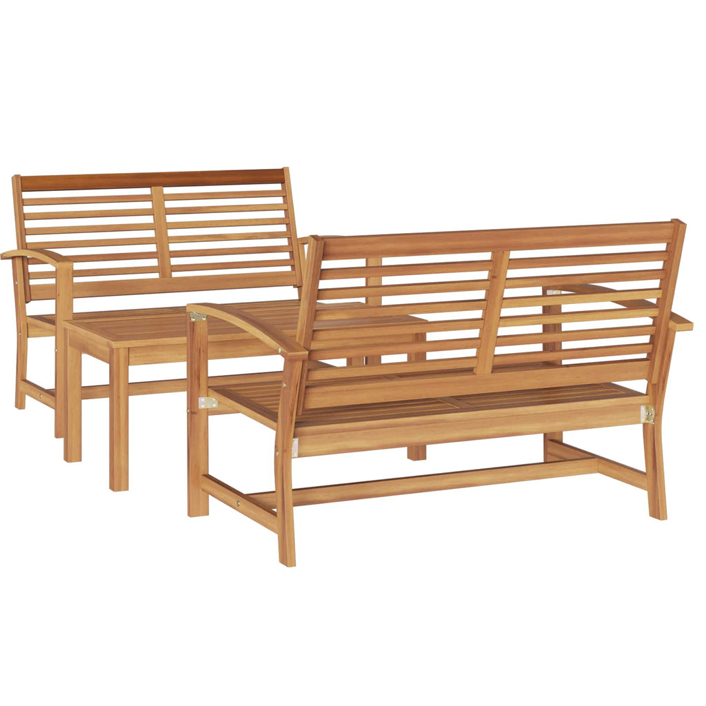 Garden Sofa Set 3 Pcs Solid Teak Wood