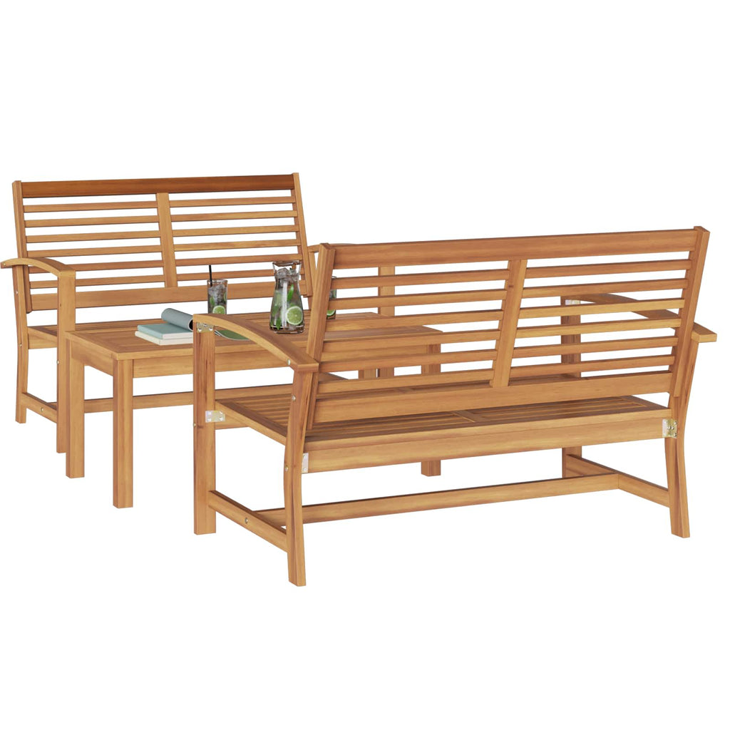 Garden Sofa Set 3 Pcs Solid Teak Wood