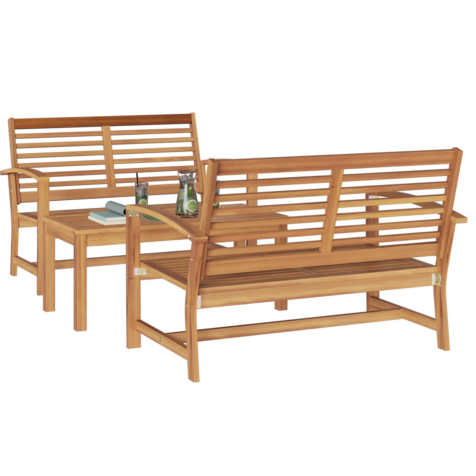 Garden Sofa Set 3 Pcs Solid Teak Wood