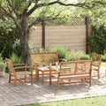 Outdoor Furniture Set Garden Sofa 5 Pcs Solid Teak Wood Black Aluminium 71.5 cm