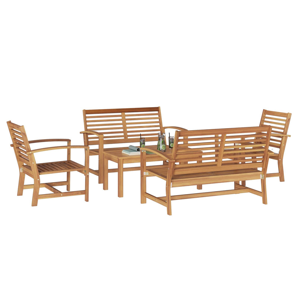 Garden Sofa Set 5 Pcs Solid Teak Wood