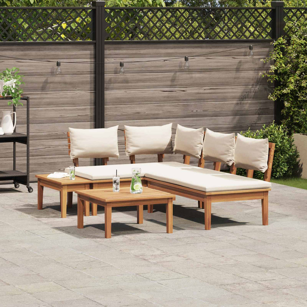 Outdoor Furniture Set 5 Piece Garden Sofa Brown Cream Patio Lounge Adjustable 11