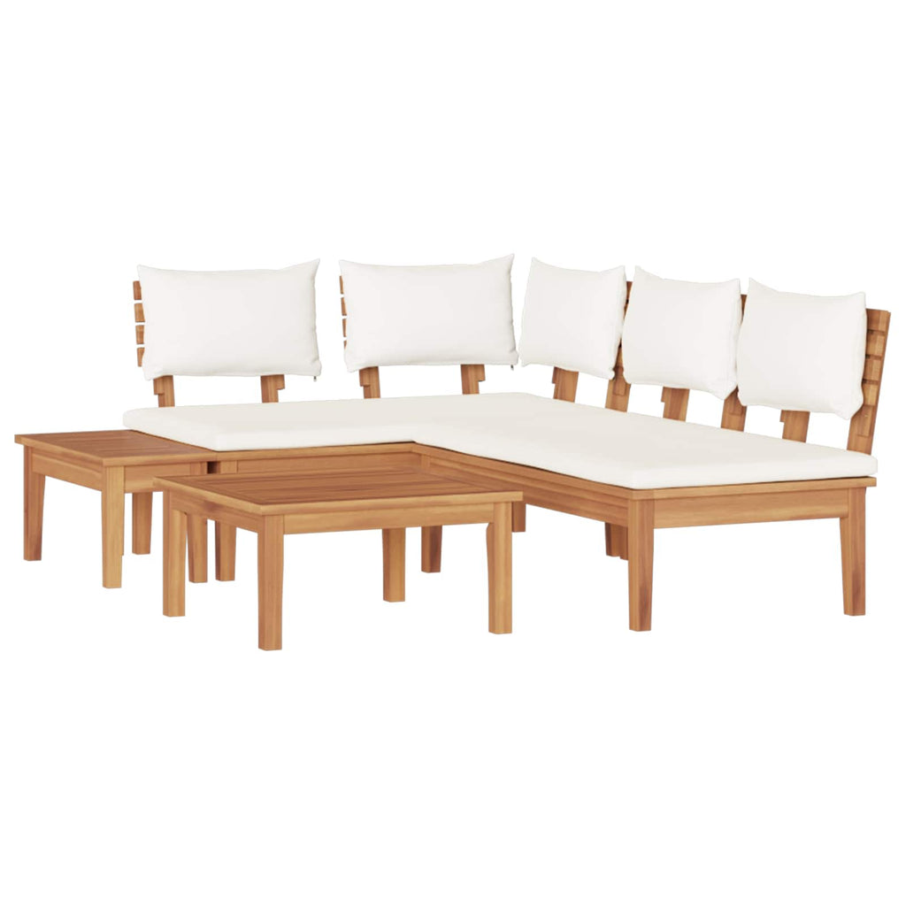 Outdoor Furniture Set 5 Piece Garden Sofa Brown Cream Patio Lounge Adjustable 11