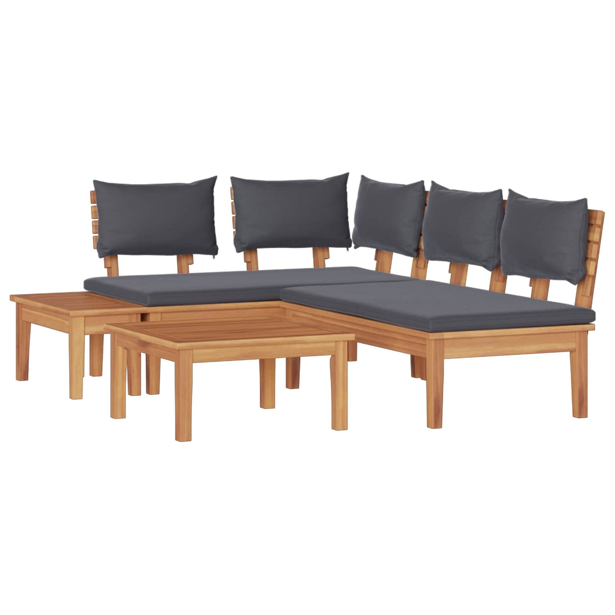 Outdoor Furniture Set 5 Piece Garden Sofa Brown Cream Patio Lounge Adjustable 11