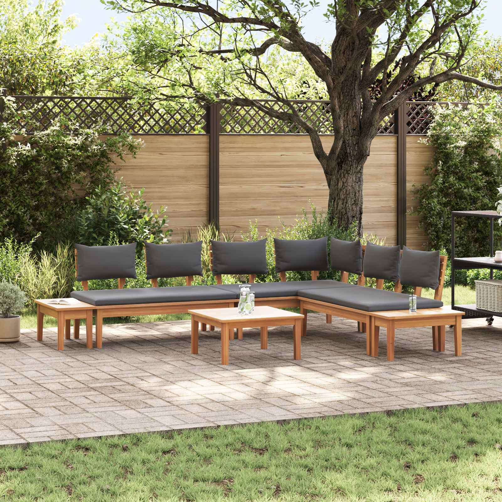 Garden Sofa Set 5 Pcs Brown And Cream