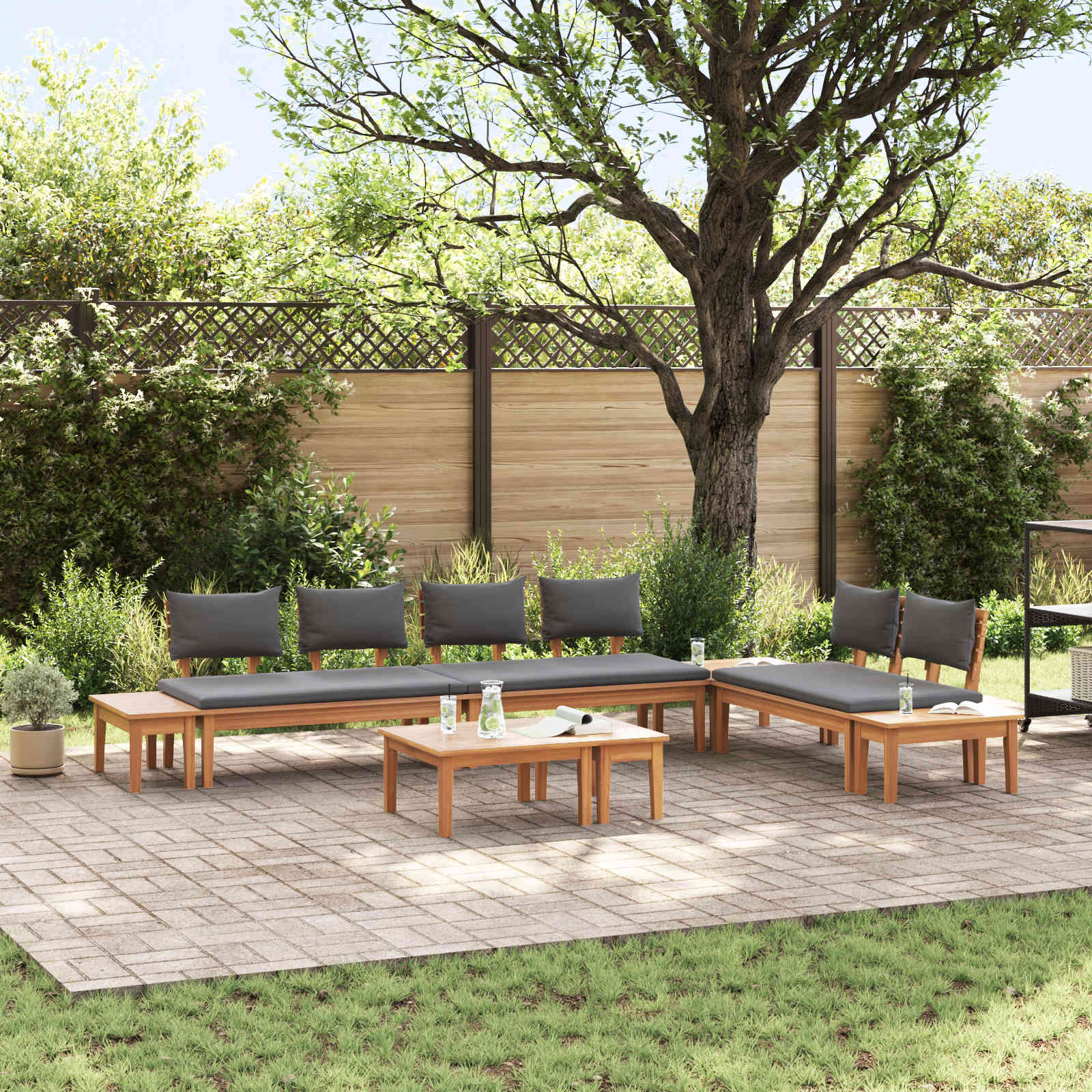 Garden Sofa Set 5 Pcs Brown And Cream