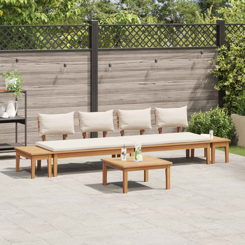 Garden Sofa Set 5 Pcs Brown And Cream