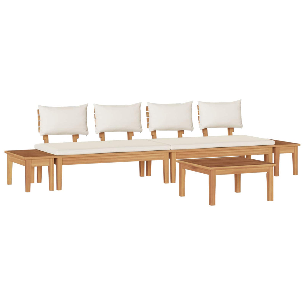 Garden Sofa Set 5 Pcs Brown And Cream