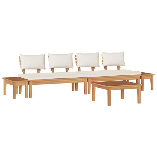 Garden Sofa Set 5 Pcs Brown And Cream