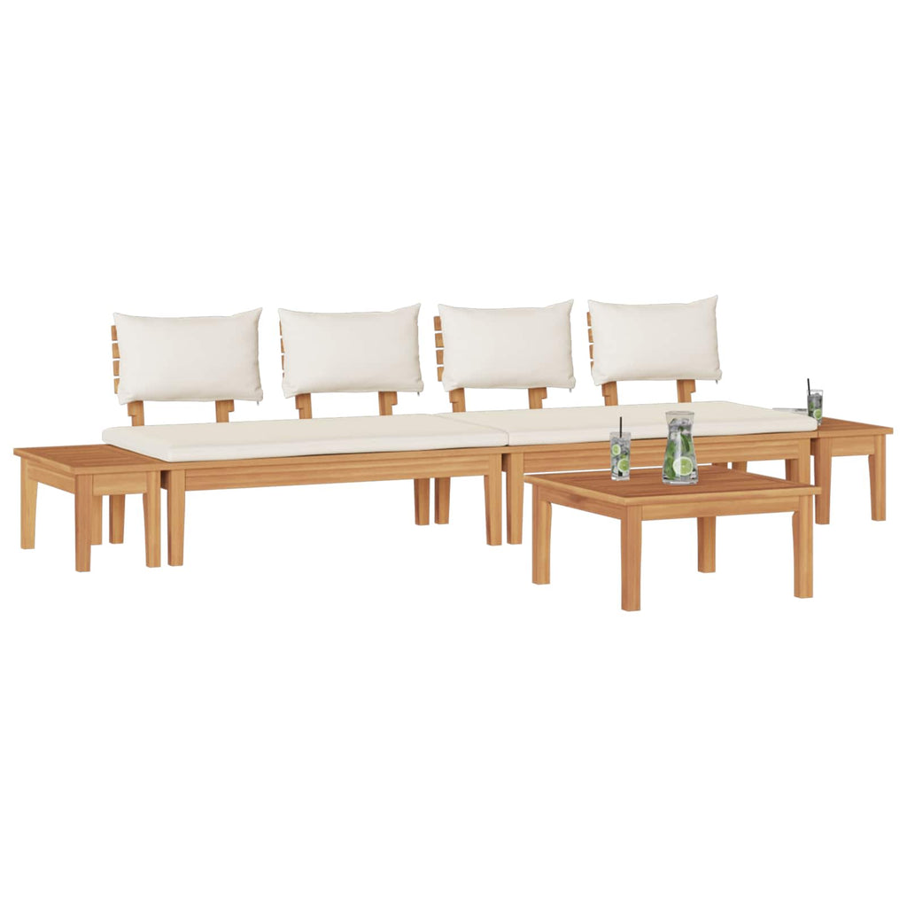 Garden Sofa Set 5 Pcs Brown And Cream