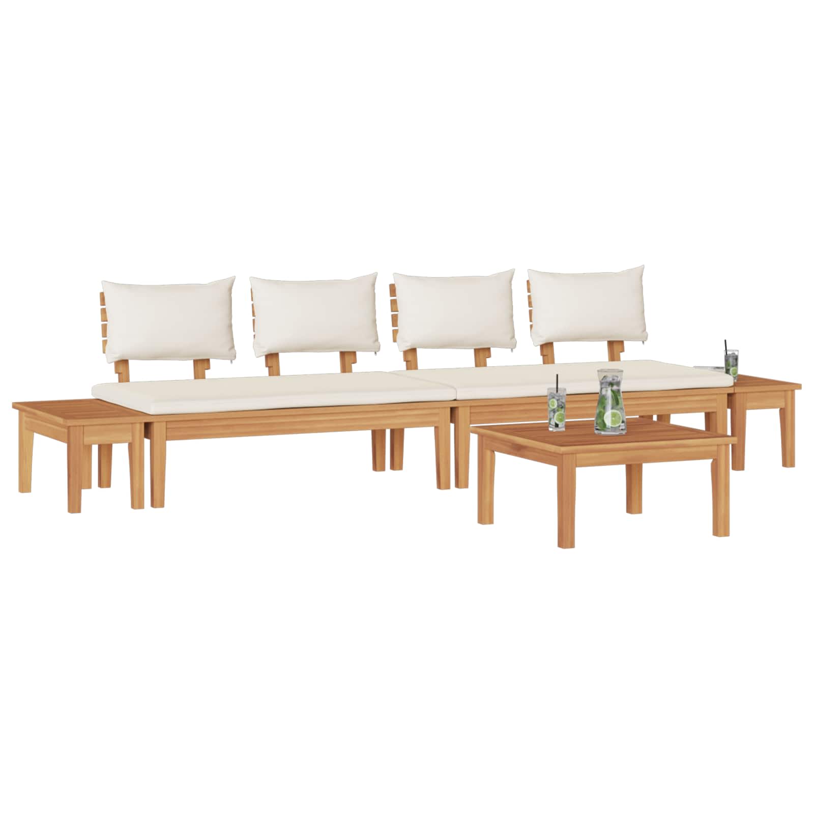 Garden Sofa Set 5 Pcs Brown And Cream