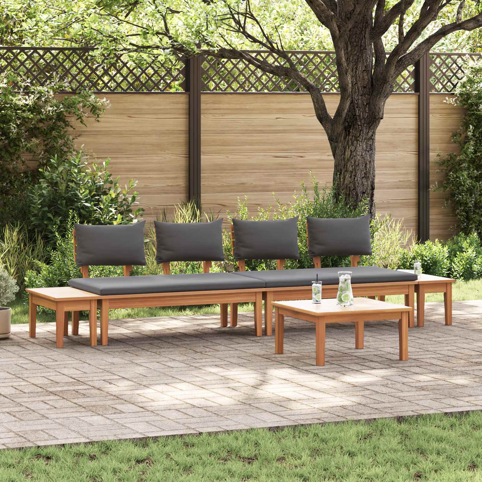 Garden Sofa Set 5 Pcs Brown And Cream