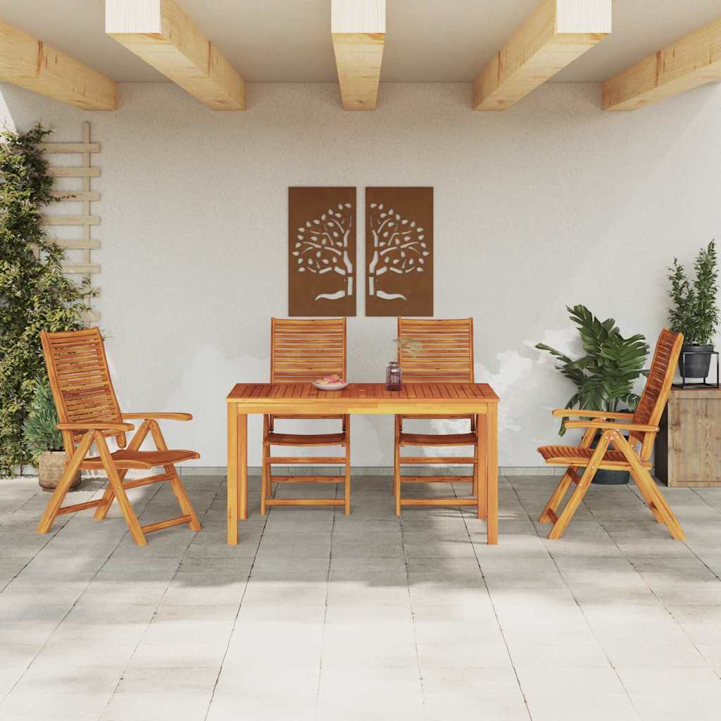 Garden Dining Set Folding 7 Pcs Brown Solid Acacia Wood