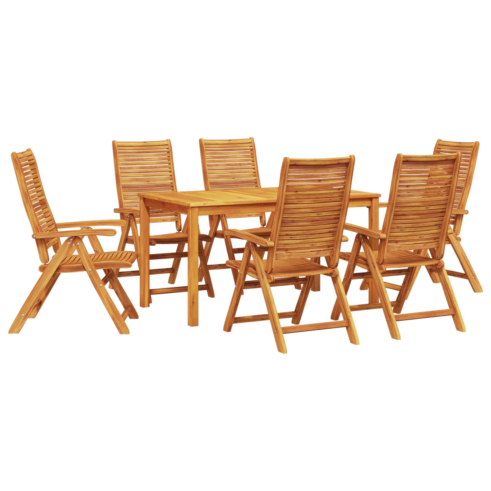Garden Dining Set Folding 7 Pcs Brown Solid Acacia Wood