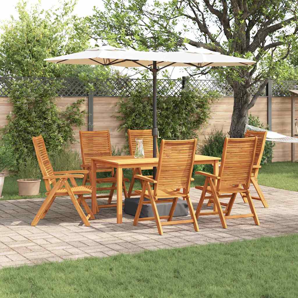 Garden Dining Set Folding 7 Pcs Brown Solid Acacia Wood