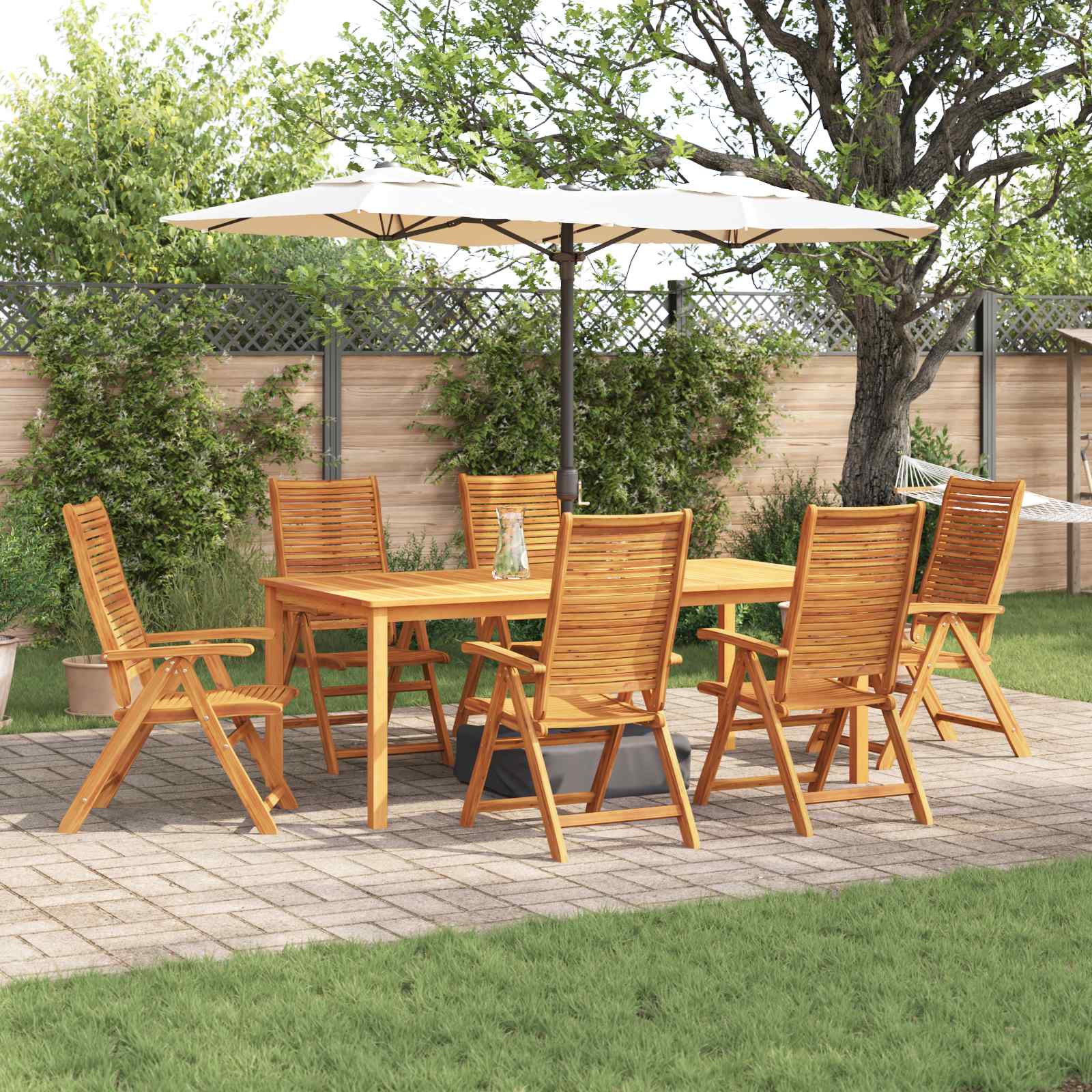 Garden Dining Set Folding 7 Pcs Brown Solid Acacia Wood