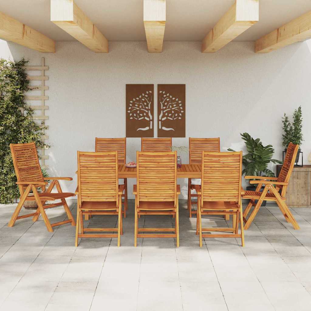 Garden Dining Set Folding 7 Pcs Brown Solid Acacia Wood