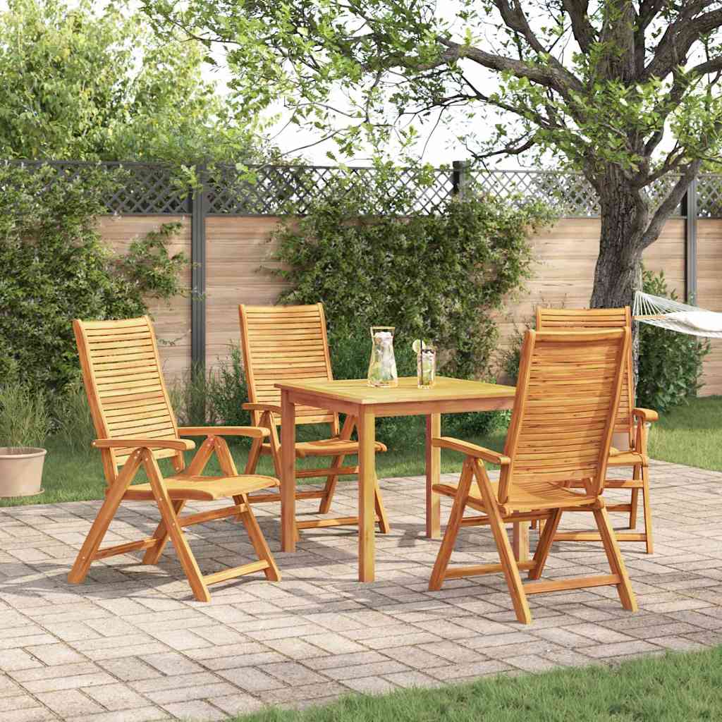 Garden Dining Set Folding 7 Pcs Brown Solid Acacia Wood