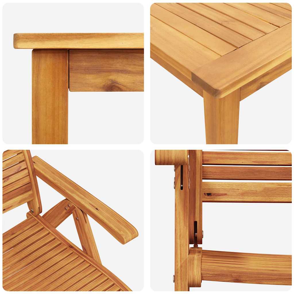 Garden Dining Set Folding 7 Pcs Brown Solid Acacia Wood
