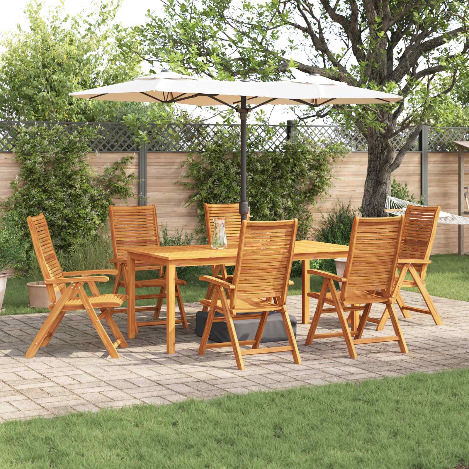 Garden Dining Set Folding 7 Pcs Brown Solid Acacia Wood