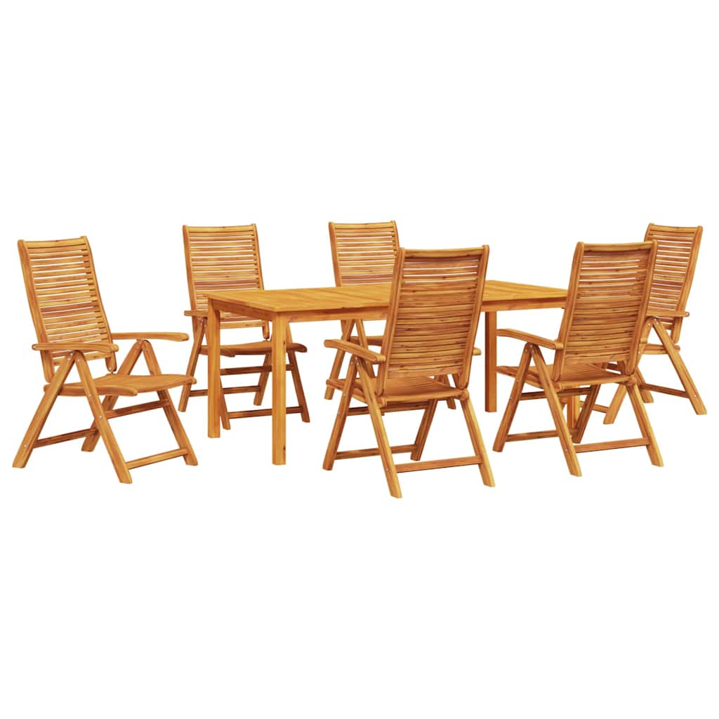 Garden Dining Set Folding 7 Pcs Brown Solid Acacia Wood