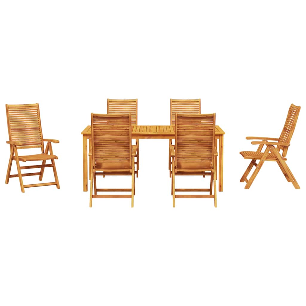 Garden Dining Set Folding 7 Pcs Brown Solid Acacia Wood