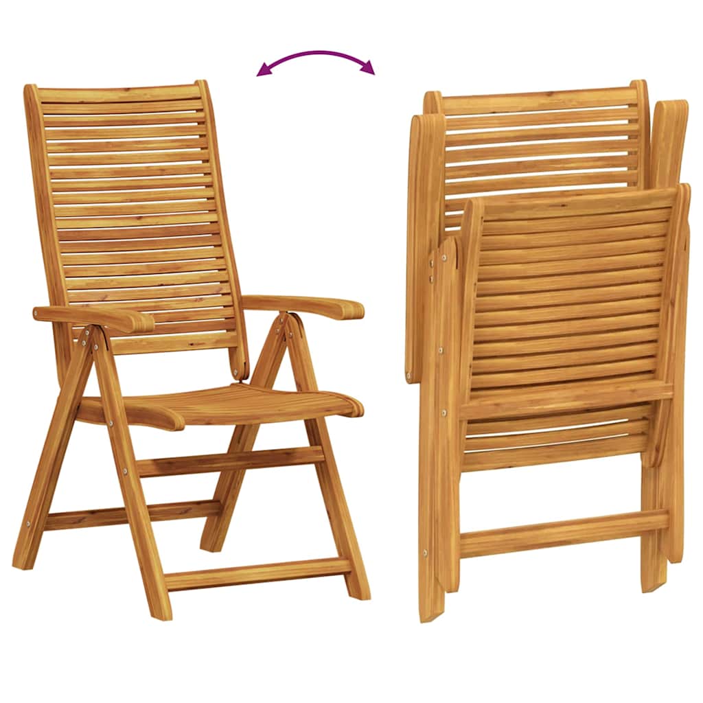 Garden Dining Set Folding 7 Pcs Brown Solid Acacia Wood