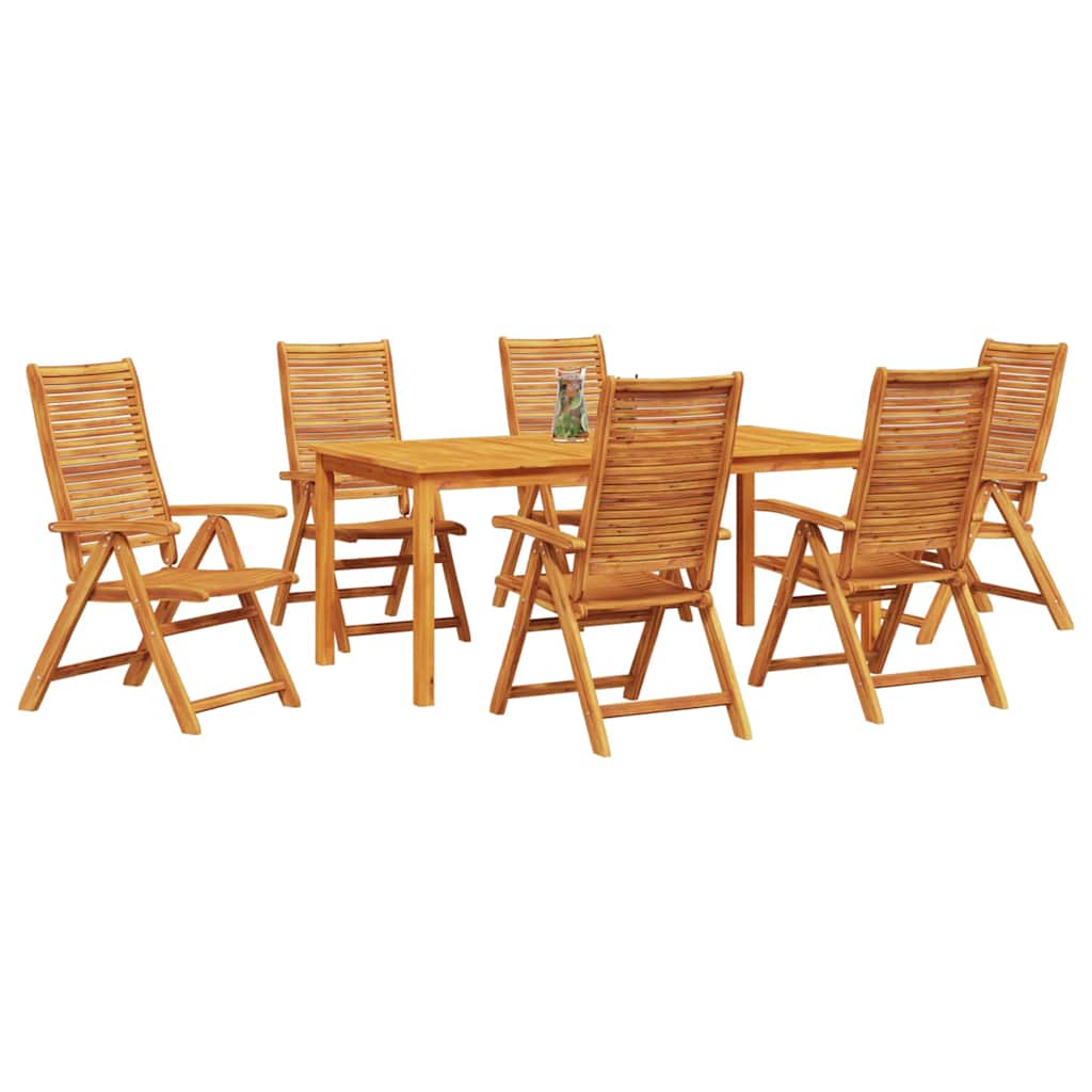 Garden Dining Set Folding 7 Pcs Brown Solid Acacia Wood