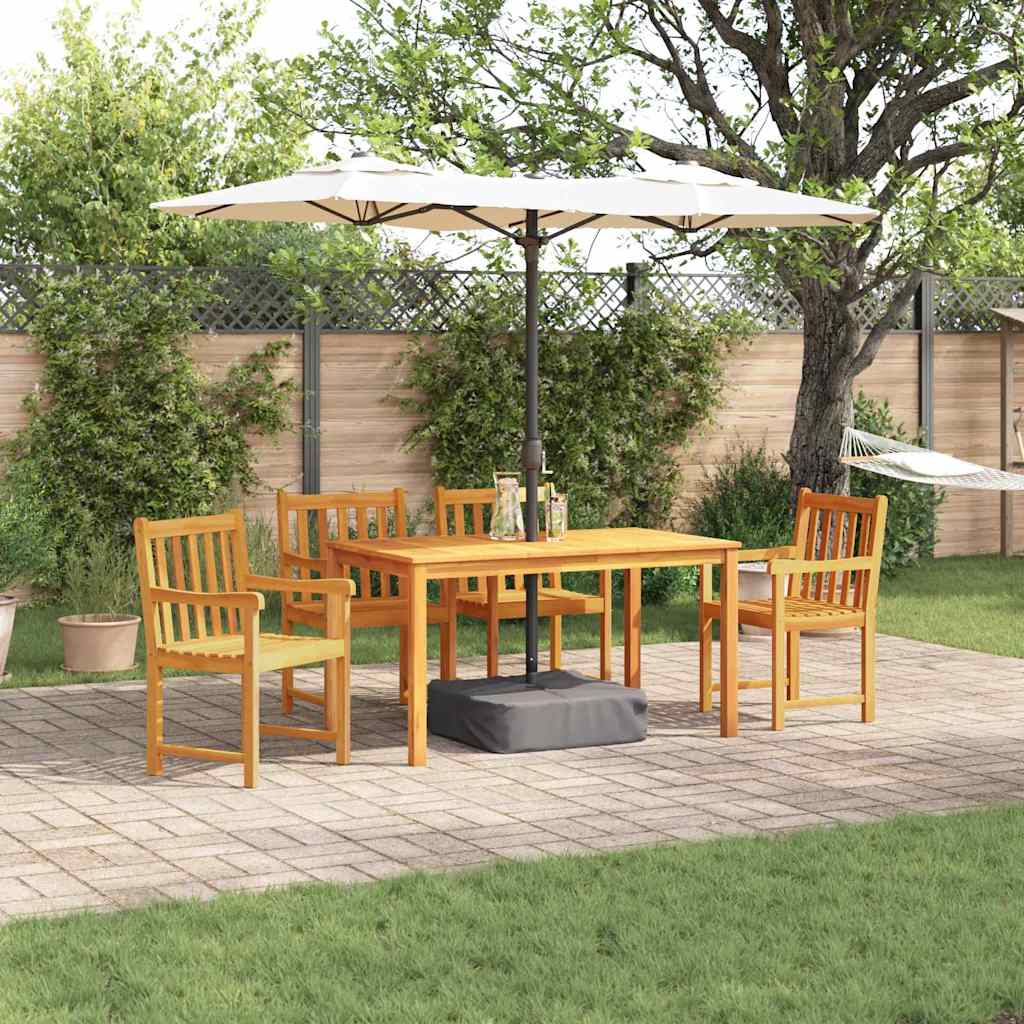 Garden Dining Set 5 Pcs Brown Solid Acacia Wood