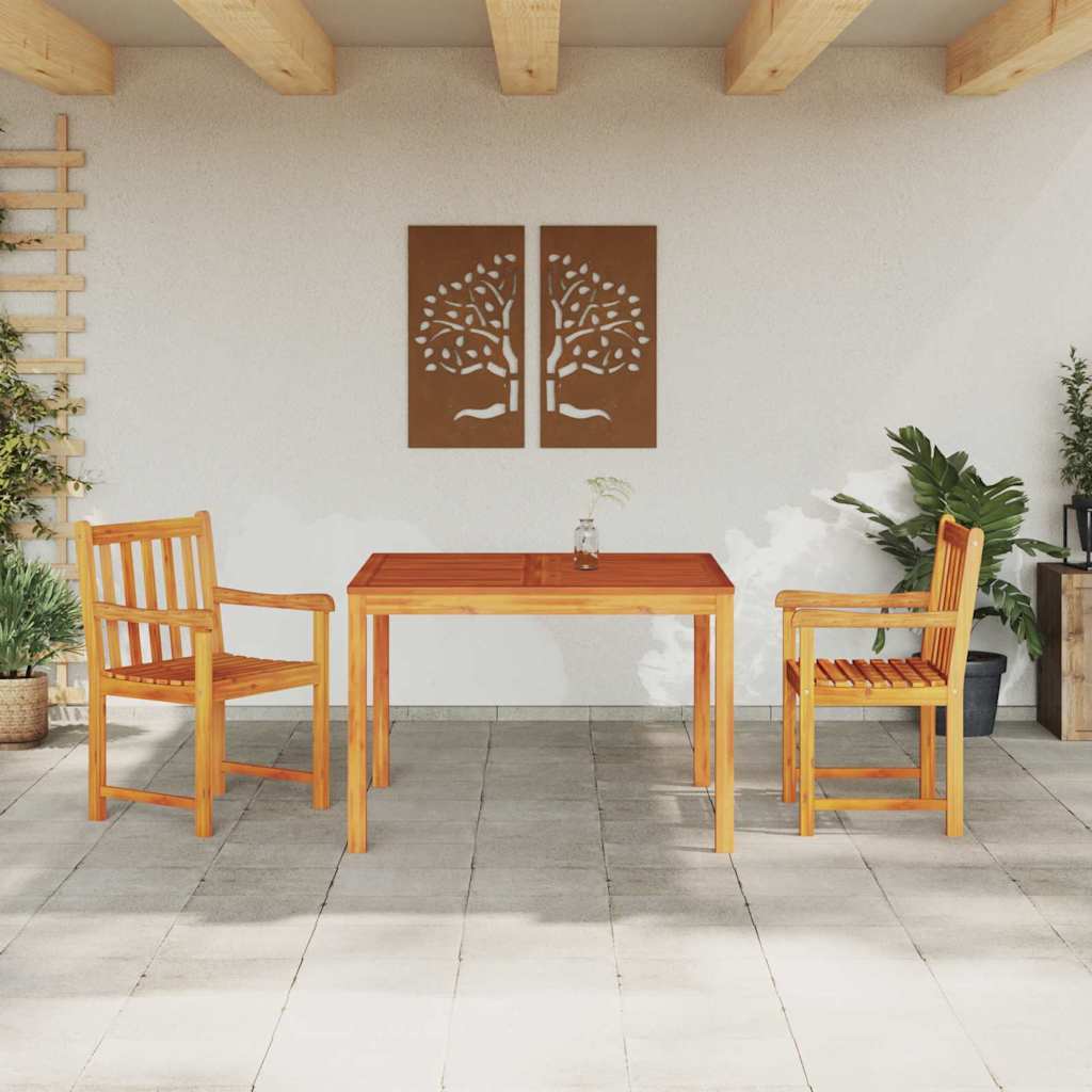 Garden Dining Set 3 Pcs Brown Solid Acacia Wood