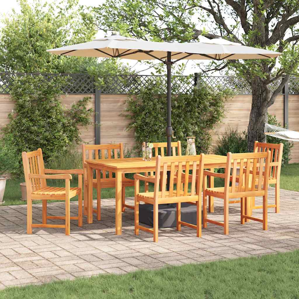 Garden Dining Set 7 Pcs Brown Solid Acacia Wood