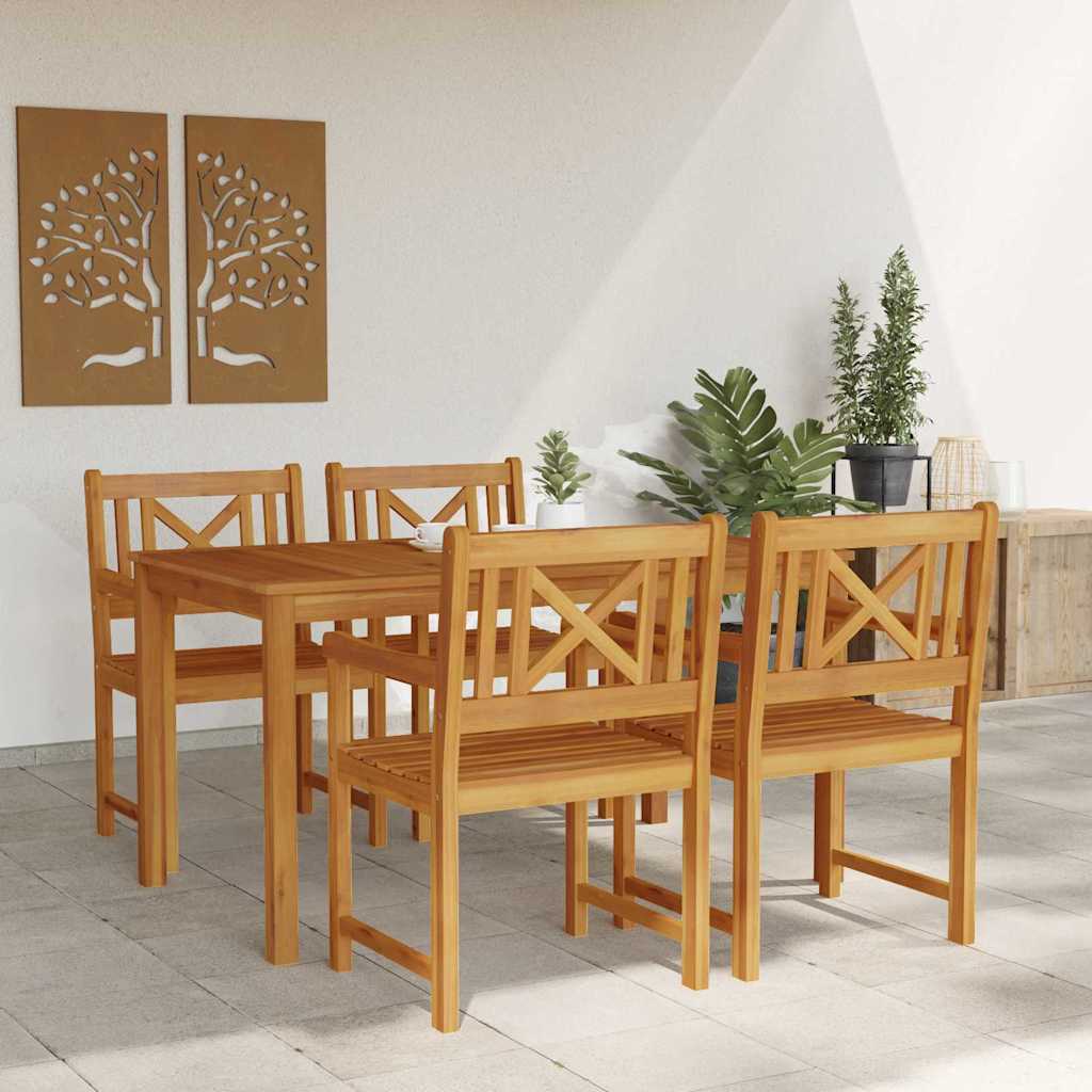 Garden Dining Set 5 Pcs Brown Solid Acacia Wood