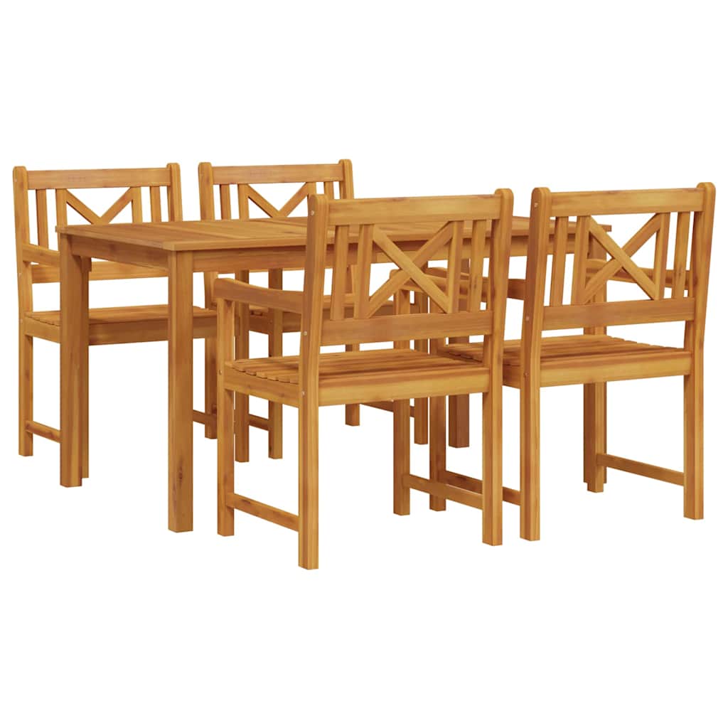 Garden Dining Set 5 Pcs Brown Solid Acacia Wood
