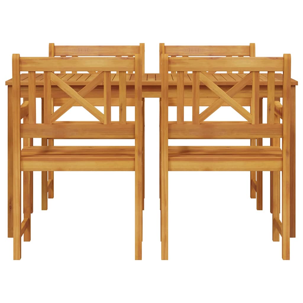 Garden Dining Set 5 Pcs Brown Solid Acacia Wood