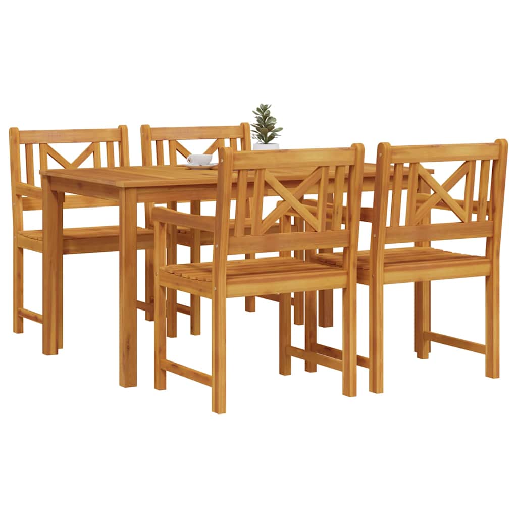 Garden Dining Set 5 Pcs Brown Solid Acacia Wood
