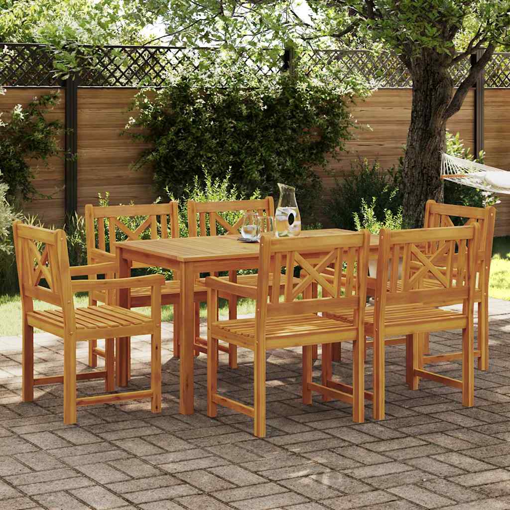 Garden Dining Set 5 Pcs Brown Solid Acacia Wood