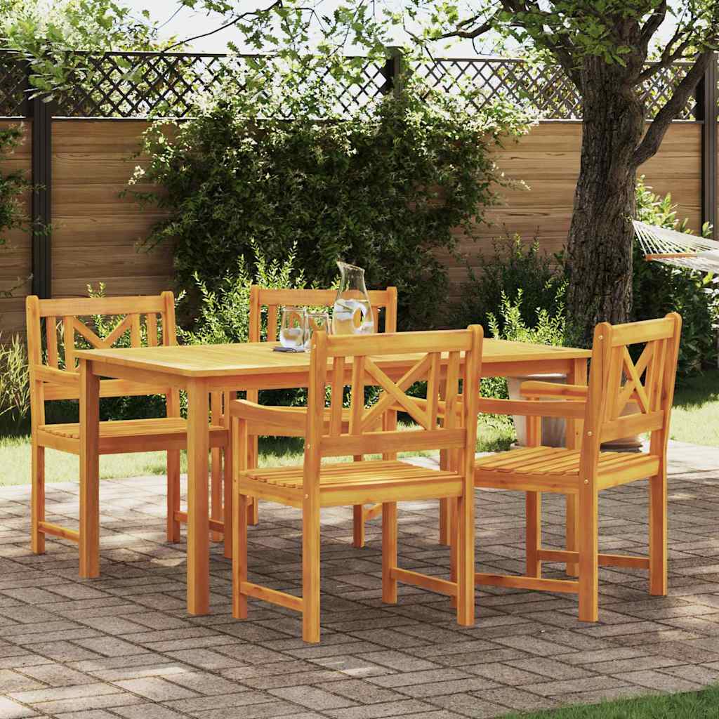 Garden Dining Set 5 Pcs Brown Solid Acacia Wood