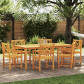 Garden Dining Set 7 Pcs Brown Solid Acacia Wood