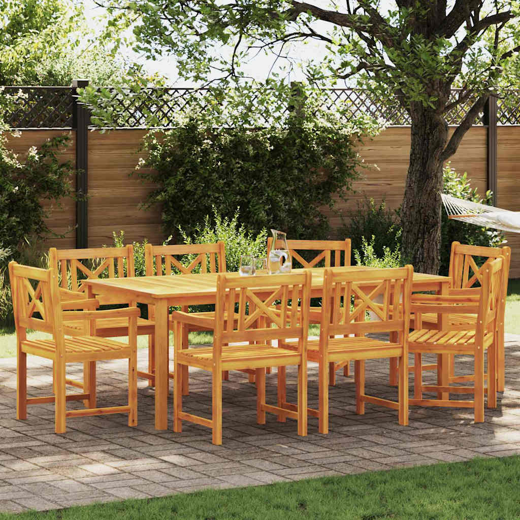 Garden Dining Set 7 Pcs Brown Solid Acacia Wood