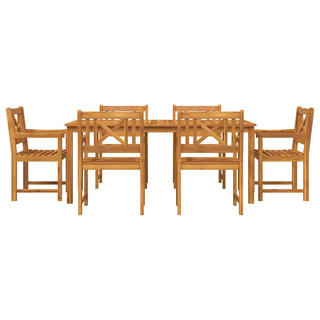 Garden Dining Set 7 Pcs Brown Solid Acacia Wood