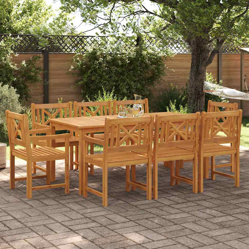 Garden Dining Set 7 Pcs Brown Solid Acacia Wood