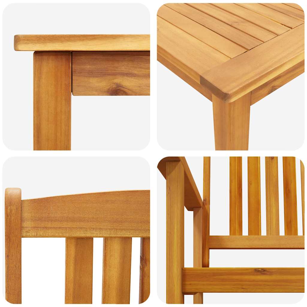 Outdoor Furniture Set 5 Piece Dining Solid Acacia Wood Brown 150 Cm Table Length