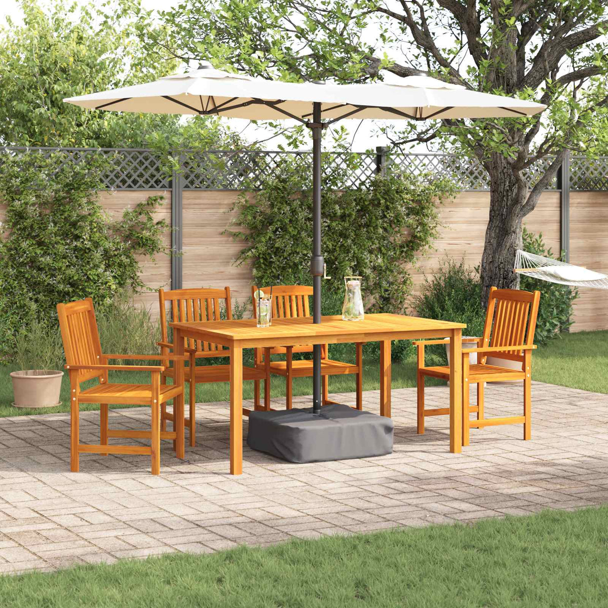 Outdoor Furniture Set 5 Piece Dining Solid Acacia Wood Brown 150 Cm Table Length