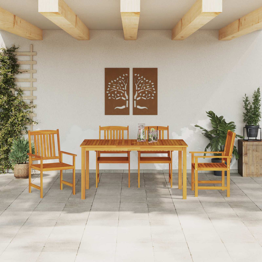 Outdoor Furniture Set 5 Piece Dining Solid Acacia Wood Brown 150 Cm Table Length