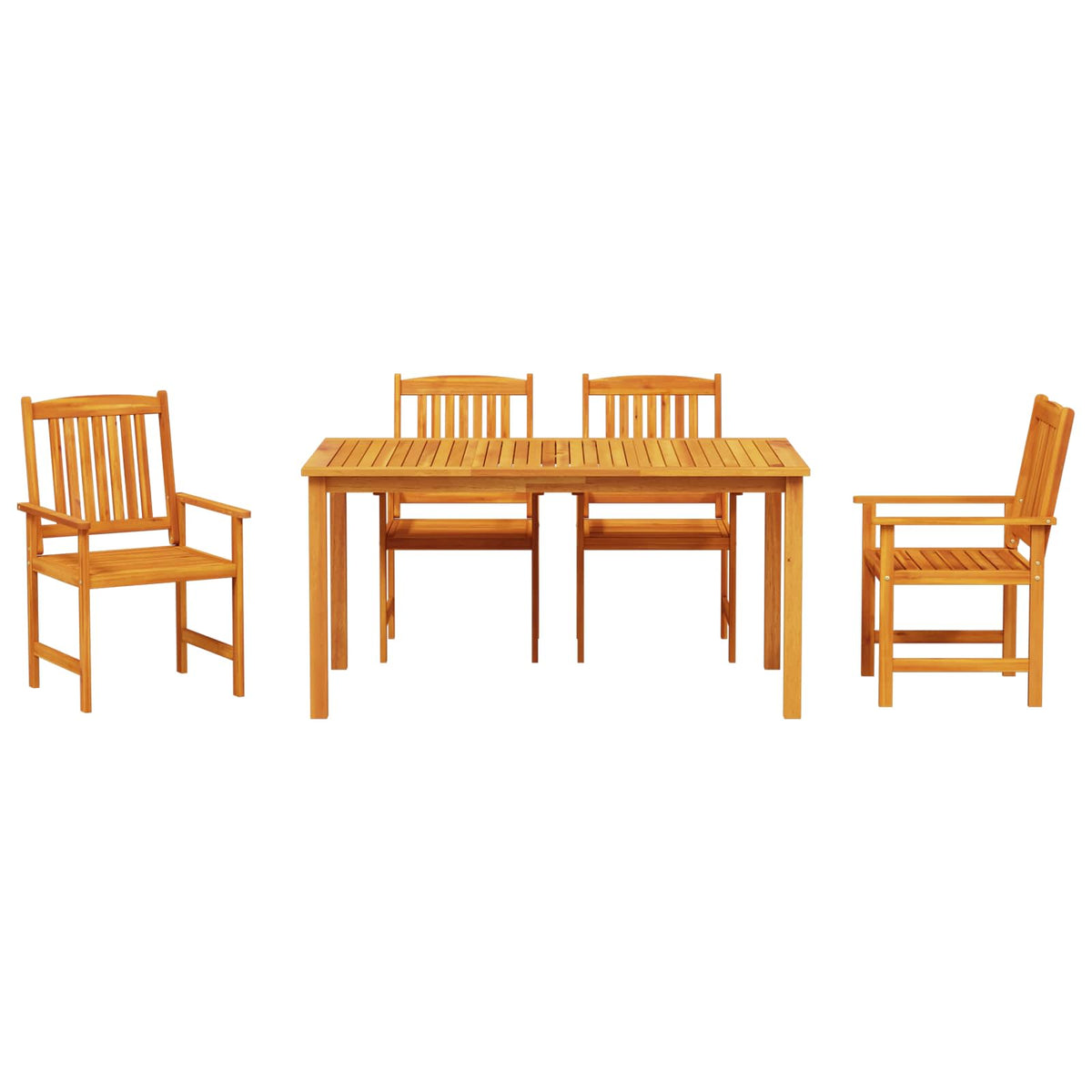 Outdoor Furniture Set 5 Piece Dining Solid Acacia Wood Brown 150 Cm Table Length