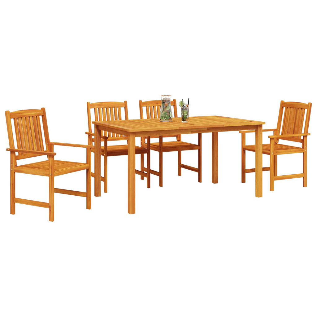 Outdoor Furniture Set 5 Piece Dining Solid Acacia Wood Brown 150 Cm Table Length